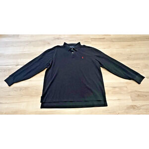 Polo Ralph Lauren Men XL Shirt Polo Cotton Long Sleeve Red Pony Black